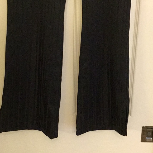 Cache Black Satin Retro Black-on-Black Striped Flared Pants - Picture 3 of 8